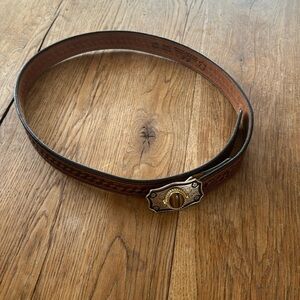 C.L. Embossed Brown Leather Belt